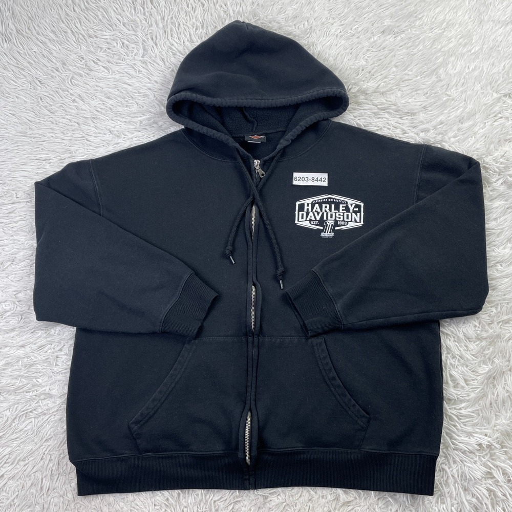 Harley Davidson Sweater Mens XL Black Full Zip Hoodie Avalanche Golden Colorado - Picture 13 of 13
